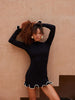 Knitted Contrast Slim Fit Mini Dress Women's Autumn Knitted Sweater Dress Long Sleeve Knitted Mini Dress