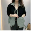 Women Splicing Loose Fitting Jacket Spring Female Leisure Outerwear Ladies Top Grade Long Sleeved Tops Coat