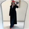 V-Neck Longline Tailored Double-Breasted Blazer Coat Black Peak Lapel Welt Pockets Autumn Elegant Office Women Outerwear