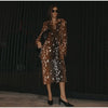 Deer Spotted Print Women 2pcs Skirt Sets Notched Lapel Oversized Blazer Midi Skirt Elegant Chic Autumn Winter Office Outfit