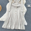 Autumn Winter Wear Dress Women Polo Single Breasted Pocket Design Bodycon Knitting Temperament Sweater Long Dresses