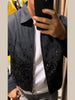 Black Sequined Jacket Lapel Neck Dull Sleeve Zipper Pocket Coat Spring Autumn Female High Street England Style Outewear