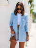 Blazer women casual Autumn Winter Long-sleeved double-breasted solid color long blazer women's clothing