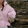 Floral Print Zip Button Stand Collar Quilted Jacket Drawstring Waist Oversized Autumn Women Coat Casual Chic Lady Outerwear