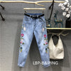 Jeans Women Autumn Embroidered Loose High Waist Casual Harem Denim Pants Female Cowboy Lady Pants