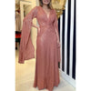 Autumn Women's Party Sequin Solid Color Personalized Dress V-neck Simple Casual Loose Long Sleeved Dress