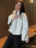 Beige Croc Leather Cropped Jacket Y2k Stand Collar Long Sleeve Wide Cuff Oversize Coat Autumn Street Daily Casual Outerwear