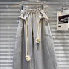 Women Personalized Woven Hemp Rope Belt Loose Wide-leg Casual Pants Bloomers