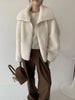 Faux Lambs Women Jacket Y2K Autumn Plush Thick Zipper Warm Coats Streetwear Long Sleeve All Match Hairy Outerwear