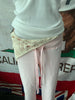 Light Pink Drawstring Sweatpant Woman Spring Raw Hem Low Waist Straight Long Pants Casual All-match Cotton Sport Trousers