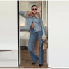 Furry Trim Cropped Denim Jacket Single Breasted Long‑Sleeve Winter Women Warm Outerwear Versatile Lady Casual Jean Coat