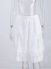 Lace Patchwork Satin Lace Up Shorts Women Sexy Hollow Out High Waist Drawstring Half Pants Wide Leg Trousers Chic Lady Partywear