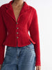 Women Vintage Tweed Blazer Lapel Collar Full Sleeves Single Breasted Slim Fit Peplum Cropped Coat Fall Winter Elegant Outerwear