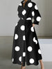 Women Elegant Shirt Dress Spring Autumn Long Sleeve Solid Color Print Maxi Dresses Casual Office Lady Dress Vestidos