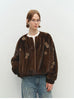 Winter Elegant Thick Warm Soft Brown Short Faux Mink Fur Coat Women Beading Loose Stylish Chic Fluffy Jacket