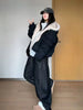 Autumn Winter Warm Plus Velvet Jacket Women American Vintage Hooded Short Outwear Female Casual Loose Plush Neck Cotton Coat