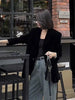 Autumn Black Velvet Women's Blazer Long Sleeve Single Button Casual Loose Temperament Suit Top Female Outerwear