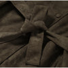 Chic Green Suede Lace Up Jackets Women Loose Stand Collar Belt Long Sleeve Buttons Coats Autumn Winter Lady Outwear