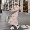 Cotton Coat Long Parka Coat Jacket Women Autumn Winter Thick Warm Coats Woven Block Hooded White Down Parkas