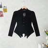 Elegant Black Women's Jacket Stand Collar Hollow Out Full Sleeve Waist-Closed Lady Coats Spring Chic Female Streetwear