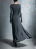 Elegant Long Sleeve Ruched Sexy Maxi Dress Women Gown Autumn Draped Bodycon Irregular Long Dresses Female Clothing