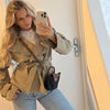 Autumn Stand Collar Trench Coats For Women Long Sleeve Belt Double Breasted Jacket Lady High Street Chic Outerwear