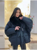 Thichen Winter Padded Coat Women Faux Fur Collar Belted Waist Tie Loose Oversized Quilted Jacket Warm Outerwear Daily Streetwear