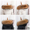 Real Fur Collar for Coat Parkas Women Winter Natural Raccoon Fur Scarf for Jacket Warm Furry Hood Trim with Buttons