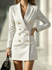 Women Striped Blazer Dress Lapel Double Breasted Long Sleeve Bodycon Mini Dress Elegant Office Work Party Slim Suit Dresses