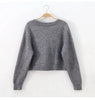 V Neck Cropped Cardigan Women Long Sleeve Twist Knitted Sweater Coats Autumn Winter Keep Warm Korean Cardigan