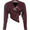 Faux Leather Crop Jacket Women Cross Neck Hipster Single Button Irregular Fall Wild Basic Sexy Streetwear Coat