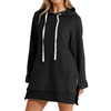 Women Hoodie Dress Slit Hem Drawstring Loose with Big Pocket Hooded Pullover Mid Length Top Commuting Dating Sport HoodieCYXX385