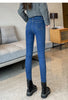 Skinny Women's Warm Jeans Winter Thicken Fleece Stretch High Waist Pencil Pants Korean Black Blue Gray Velvet Leggings