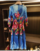 Niche Design Printed Lantern Sleeve Women's Dress Elegant Round Collar Elastic Famale Clothing 2DB6610