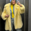 Thick Cotton Winter Fur Coat Women Suit Collar White Medium Long Fox Fur Overcoat Fury Plush Jacket