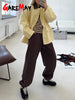 Autumn Women's Gray Sports Pants with Elastic 80% Cotton Jogging Vintage Classic Brown Sweatpants for Women