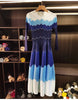 Designed Women's Pleated Dress O-neck Loose Fit Color Block Beaded Long Sleeve Female Clothing 9G1031