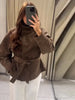 Elegant Suede Belt Women's Jacket Loose Full Sleeve Stand Collar Single Breasted Lace Up Jacket Female Autumn Coat