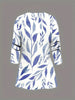 Plus-size women's 3-piece set: color-blocked printed cardigan jacket paired with trousers and vest for a casual everyday look