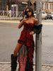 Camisoles Mesh Patchwork Prints Sheer Irregular Hemline Chic Sheath Women Dresses Sexy Club Streetwear Female