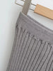 American Retro Wood Ears Cuff Ribbed Knitting Flare Pants Woman High Waist Stretch Slim Skinny Trousers Legging Bottom