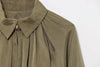 Casual Martini Green Satin Bomber Jacket Women Long Sleeve Zipper Pleated Oversized Coats Fall Shirt Jacket