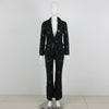 High Street Designer Runway Suit Set Women's Single Button Guipure Lace Blazer Flare Pants Set