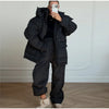 Printed Drawstring Oversized Pockets Puffer Suit Winter Women Warm Padded Coat Set Warm Casual Lady Cotton-Padded Outfit
