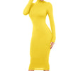 Winter Black Turtleneck Sexy Women Dress Autumn Long Sleeve Skinny Midi Boydcon Casual Blue Plush Knee-Length Party