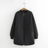 Women's Cotton Padded Parkas, Long Sleeve, Anti-Static Zipper, Wadded Jacket, Argyle Coat, Plus Size Clothing, Autumn, Winter