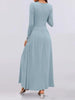 Autumn Women Long Sleeve Maxi Dress Comfortable Fit Ruched Detail Multi Color for Casual Everyday Wear