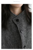 Women Short Woolen Coat Stand Up Twill Texture Single Breasted Ladies Jacket Retro Woman Outwear Autumn Winter