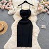 Chic Pearl Design Knitted Women Dress Sexy Wrap Hips Bodycon Party Dress Basic Fall Streetwear Outfits Vestido