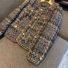 Retro Tweed Little Black Dress-style Women's Korean Design-Inspired Elegant Socialite Blazer For Spring Autumn